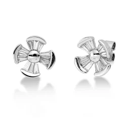 Ohrstecker aus 750 Weißgold 24 Diamanten Trapez-Schliff 0,44ct TW-VSI 9,7x9,7mm