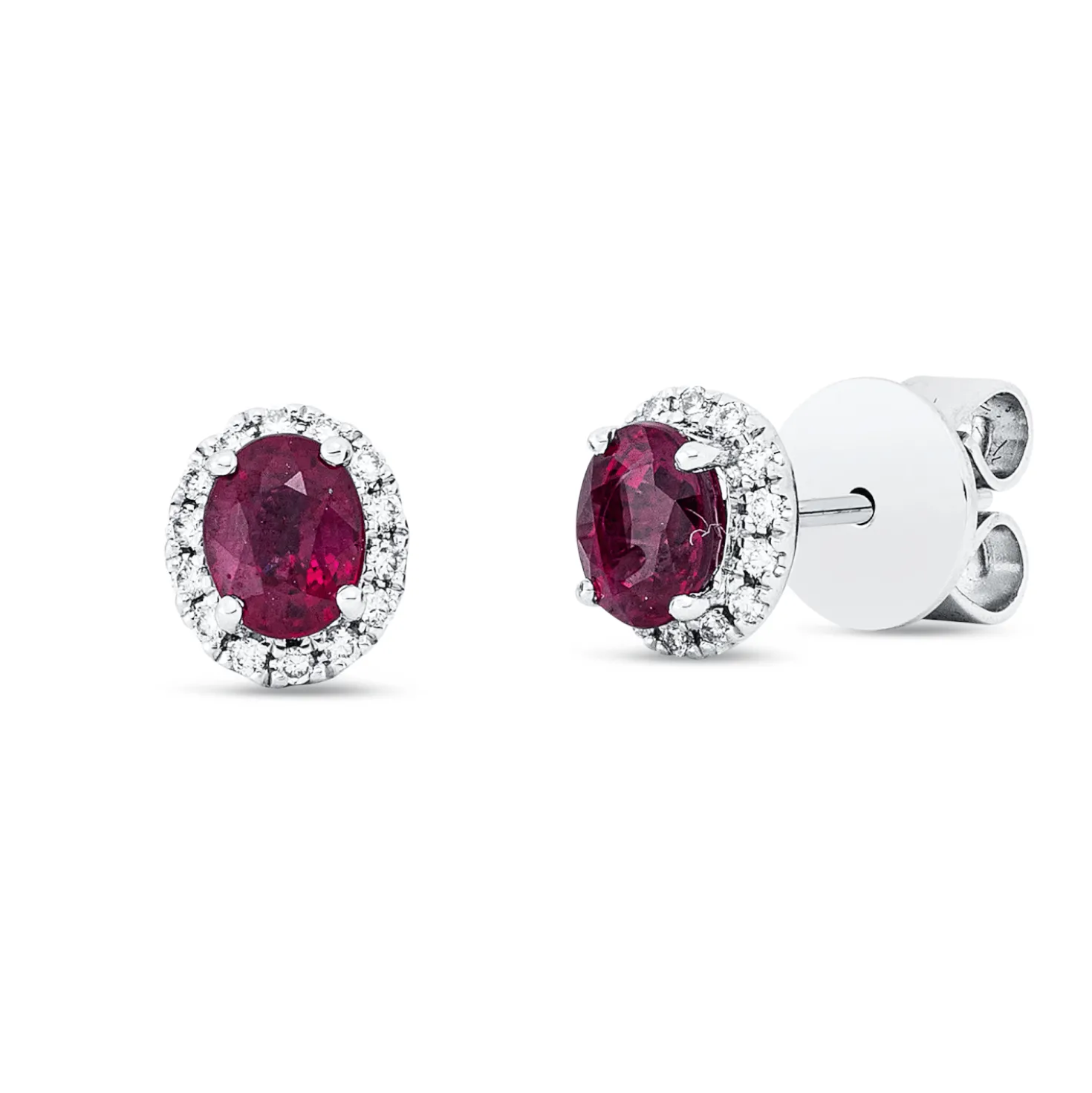 Ohrstecker aus 750 Weißgold 2 Rubine 1,1ct rot 28 Brillanten 0,1ct TW-SI 6,8x6mm