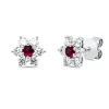 Ohrstecker aus 750 Weißgold 2 Rubine 0,22ct rot 12 Brillanten 0,73ct TW-VSI/SI