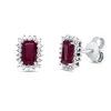 Ohrstecker aus 750 Weißgold 2 Rubine 1ct rot 36 Diamanten 0,14ct TW-SI 7,7x5,8mm