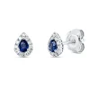 Ohrstecker aus 750 Weißgold 2 Saphire 0,35ct blau 22 Brillanten 0,15ct TW-VSI
