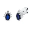 Ohrstecker aus 750 Weißgold 2 Saphire 1,2ct blau 16 Diamanten 0,25ct F-SI 9,2x8mm