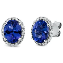 Ohrstecker aus 585 Weißgold 2 Tansanite 3,9ct blau 44 Brillanten 0,32ct TW-SI