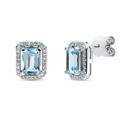 Ohrstecker aus 750 Weißgold 2 Topase 2,46ct skyblue 54 Diamanten 0,19ct TW-SI