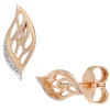 Ohrstecker Blatt mit Spitzen 6 Diamanten 0.02Ct W/SI Brillanten 585 Gold Rotgold