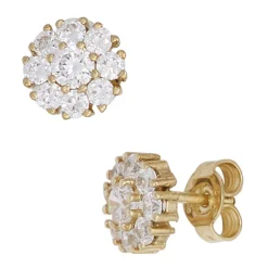 Ohrstecker Blume aus 18 Zirkonia weiß 375 Gold Gelbgold Ohrschmuck