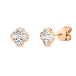 Ohrstecker Blumen aus 750 Gold Rotgold 10 Diamanten 0,71ct TW-VSI 7,7x7,7mm