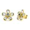 Ohrstecker Blumen 750 Gelbgold 12 Topase 5,1ct skyblue 16 Brillanten 0,07ct TW-SI