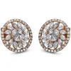 Ohrstecker Blumen im Kreis aus 750 Rotgold 98 Diamanten 1,58ct TW-SI Ø13,2mm