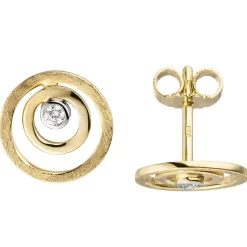 Ohrstecker Brillanten 0,06Ct 585 Gold Gelbgold Ø10,3mm Ohrringe rund