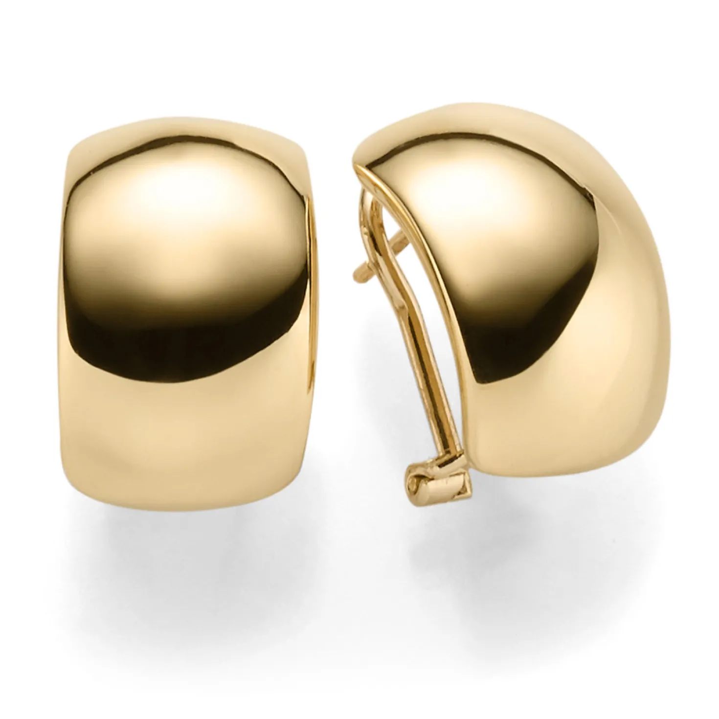 Ohrstecker Clip-Stecker Ohrringe 12mm breit abgerundet 585 Gold Gelbgold