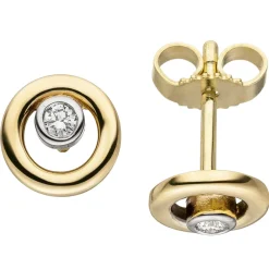 Ohrstecker Diamanten 0,6Ct 585 Gold Gelbgold Ø7,5mm Ohrringe rund