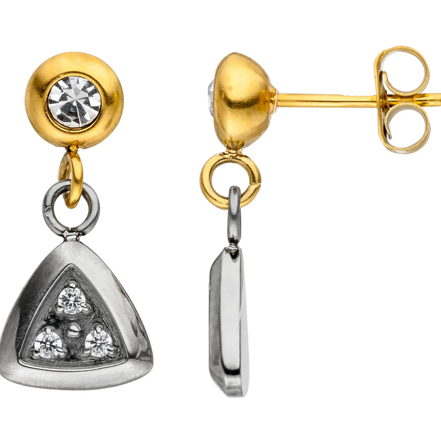 Ohrstecker Dreieck Hängerstecker Swarowski Elements & Zirkonia Edelstahl