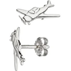 Ohrstecker für Kinder, Flugzeug mit Propeller, 925 Silber Silberohrringe