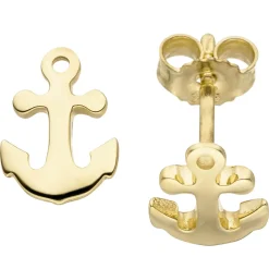 Ohrstecker für Kinder Ohrringe, Anker Yachtanker aus 375 Gold Gelbgold