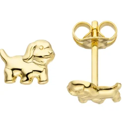 Ohrstecker für Kinder Ohrringe Goldohrringe Hund Welpe aus 333 Gold Gelbgold