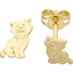 Ohrstecker für Kinder Ohrringe Goldohrringe Katze Kätzchen aus 333 Gold Gelbgold