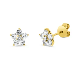 Ohrstecker 585 Gelbgold 10 Brillanten 0,64ct I-SI 2 Brillanten 0,05ct I-SI 7x7,4mm