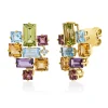 Ohrstecker 750 Gelbgold 16 Farbsteine 5,9ct mehrfarbig 2 Brillanten 0,06ct TW-SI