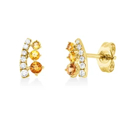 Ohrstecker 585 Gelbgold 6 Saphire 0,32ct gelb 12 Brillanten 0,1ct W-SI/PI 8,3x5,1mm