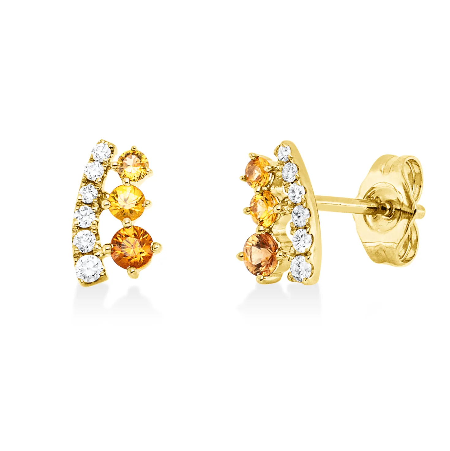 Ohrstecker 585 Gelbgold 6 Saphire 0,32ct gelb 12 Brillanten 0,1ct W-SI/PI 8,3x5,1mm