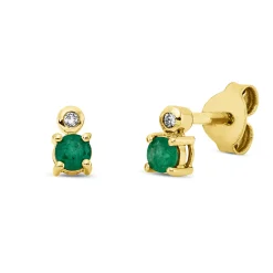 Ohrstecker 750 Gelbgold 2 Smaragde 0,15ct grün 2 Brillanten 0,02ct TW-SI 5x2,8mm