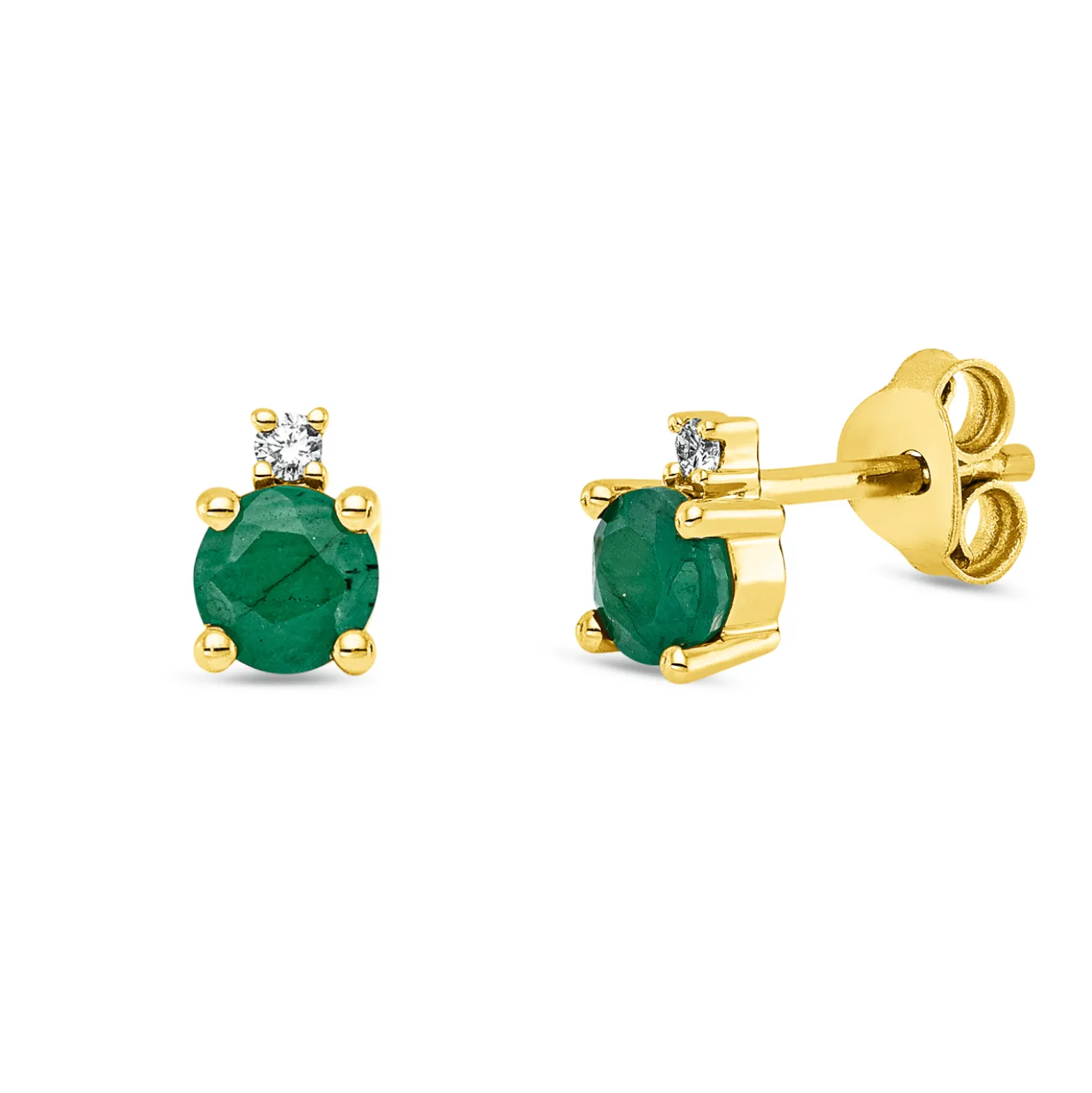 Ohrstecker 750 Gelbgold 2 Smaragde 0,47ct grün 2 Brillanten 0,03ct TW-SI 5,5x3,8mm