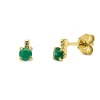 Ohrstecker 750 Gelbgold 2 Smaragde 0,37ct grün 2 Diamanten 0,01ct TW-SI 5,5x3,5mm