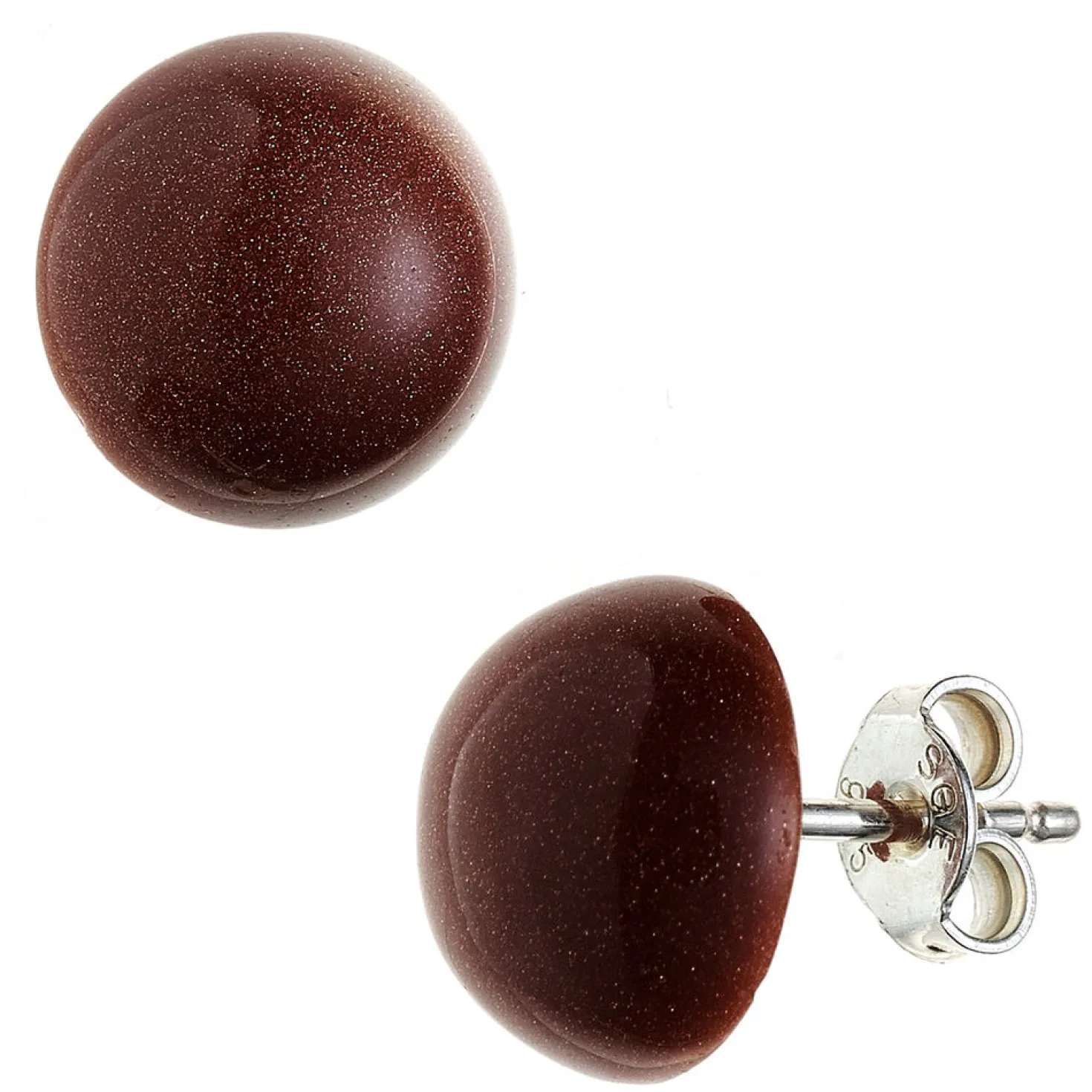 Ohrstecker Goldfluss 10mm 925 Silber braun Ohrringe Ohrschmuck