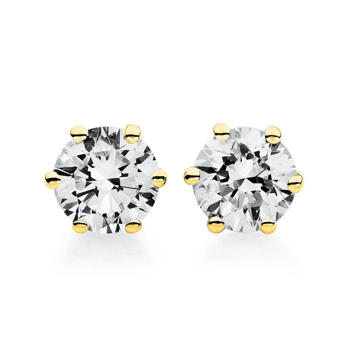 Ohrstecker 585 Gold Gelbgold 2 Diamanten Brillanten 0,50 Ct. 6er-Krappe Ø4,5mm