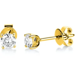 Ohrstecker 750 Gold Gelbgold 2 Diamanten Brillanten 0,50 Ct. 4er-Krappe Ø4,6mm