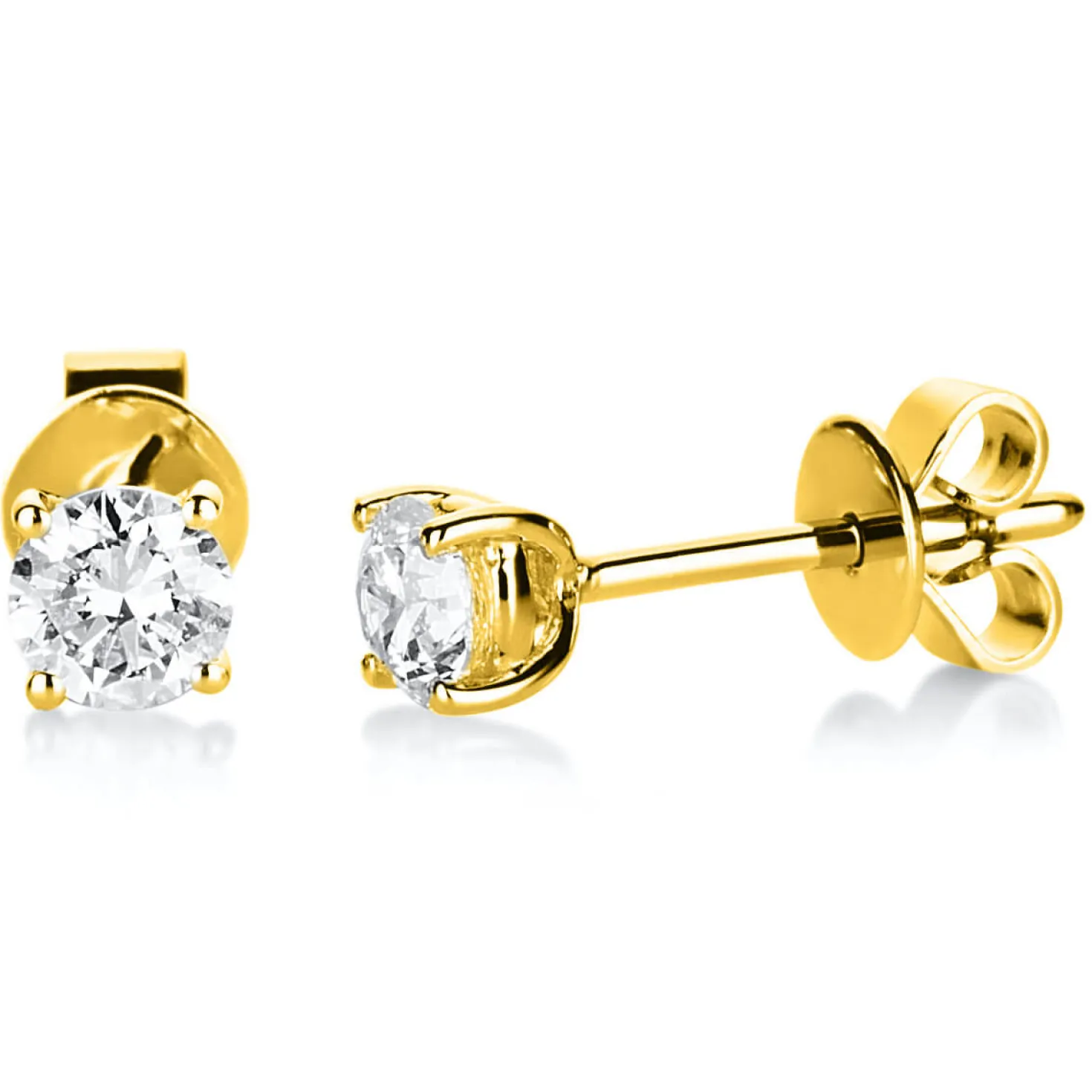 Ohrstecker 585 Gold Gelbgold 2 Diamanten Brillanten 0,50 Ct. 4er-Krappe Ø4,6mm