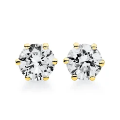 Ohrstecker 750 Gold Gelbgold 2 Diamanten Brillanten 0,50 Ct. 6er-Krappe Ø4,5mm
