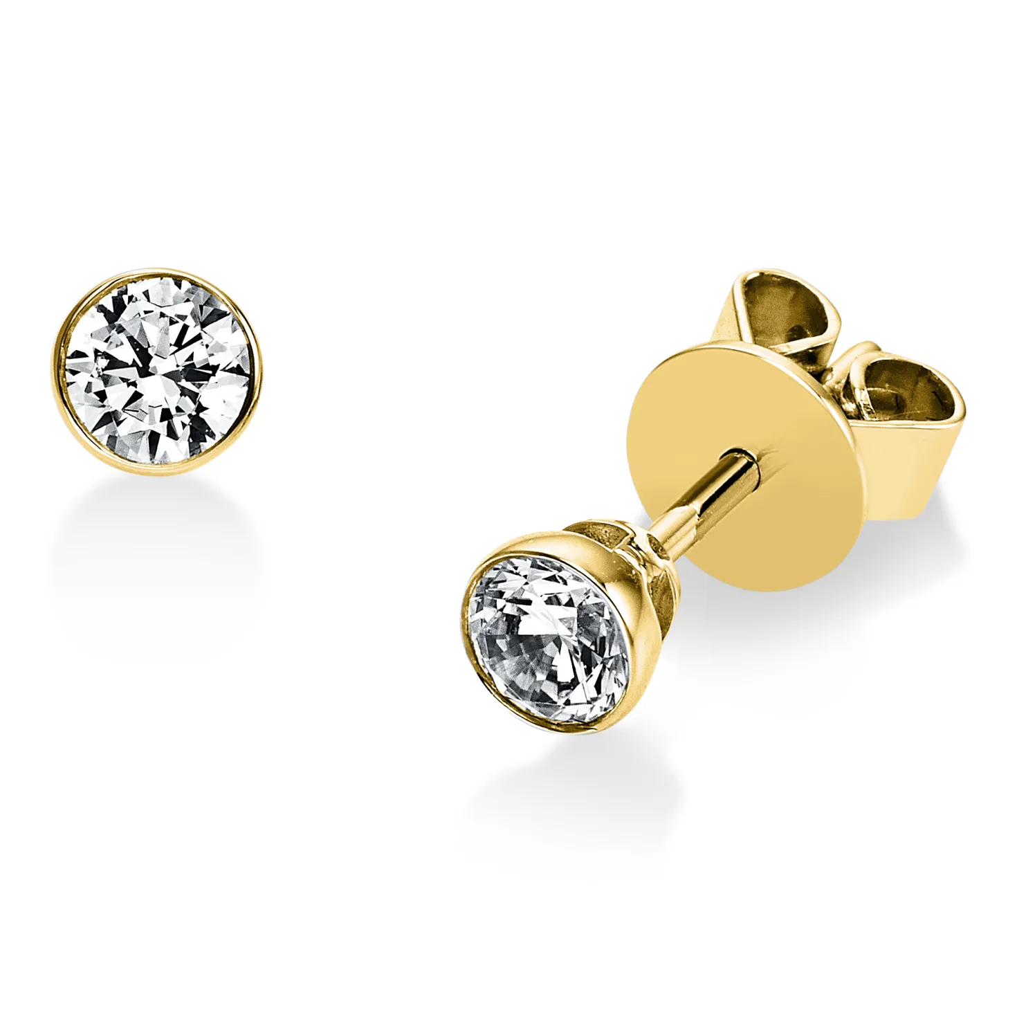 Ohrstecker 585 Gold Gelbgold 2 Diamanten Brillanten 0,40 Ct. Zarge Ø4,0mm