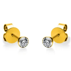 Ohrstecker 750 Gold Gelbgold 2 Diamanten Brillanten 0,30 Ct. Zarge Ø3,6mm