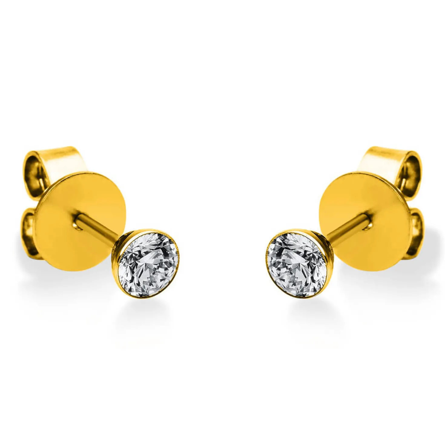 Ohrstecker 750 Gold Gelbgold 2 Diamanten Brillanten 0,30 Ct. Zarge Ø3,6mm