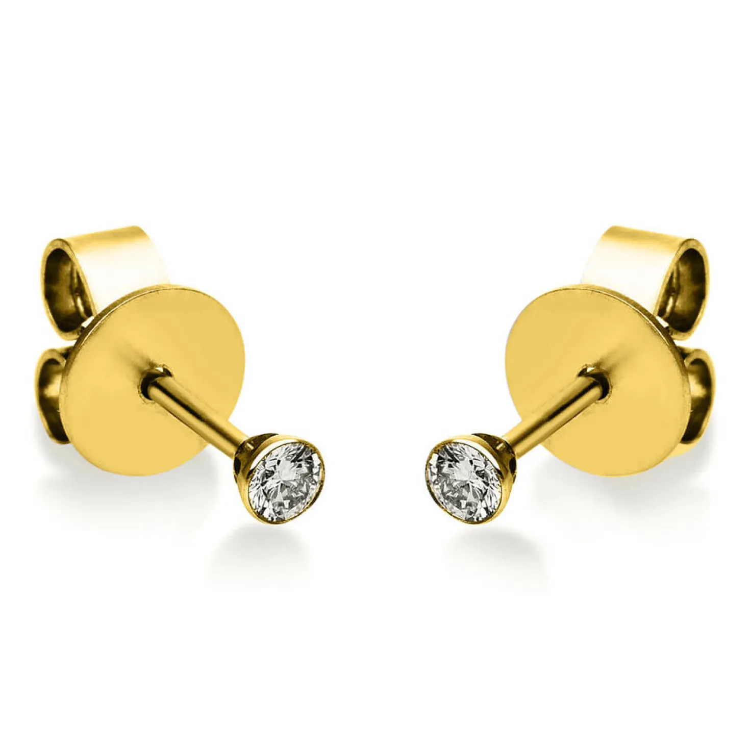 Ohrstecker 585 Gold Gelbgold 2 Diamanten Brillanten 0,10 Ct. Zarge Ø2,5mm