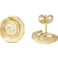 Ohrstecker 585 Gold Gelbgold eismatt mit Diamanten Brillanten 0,06Ct