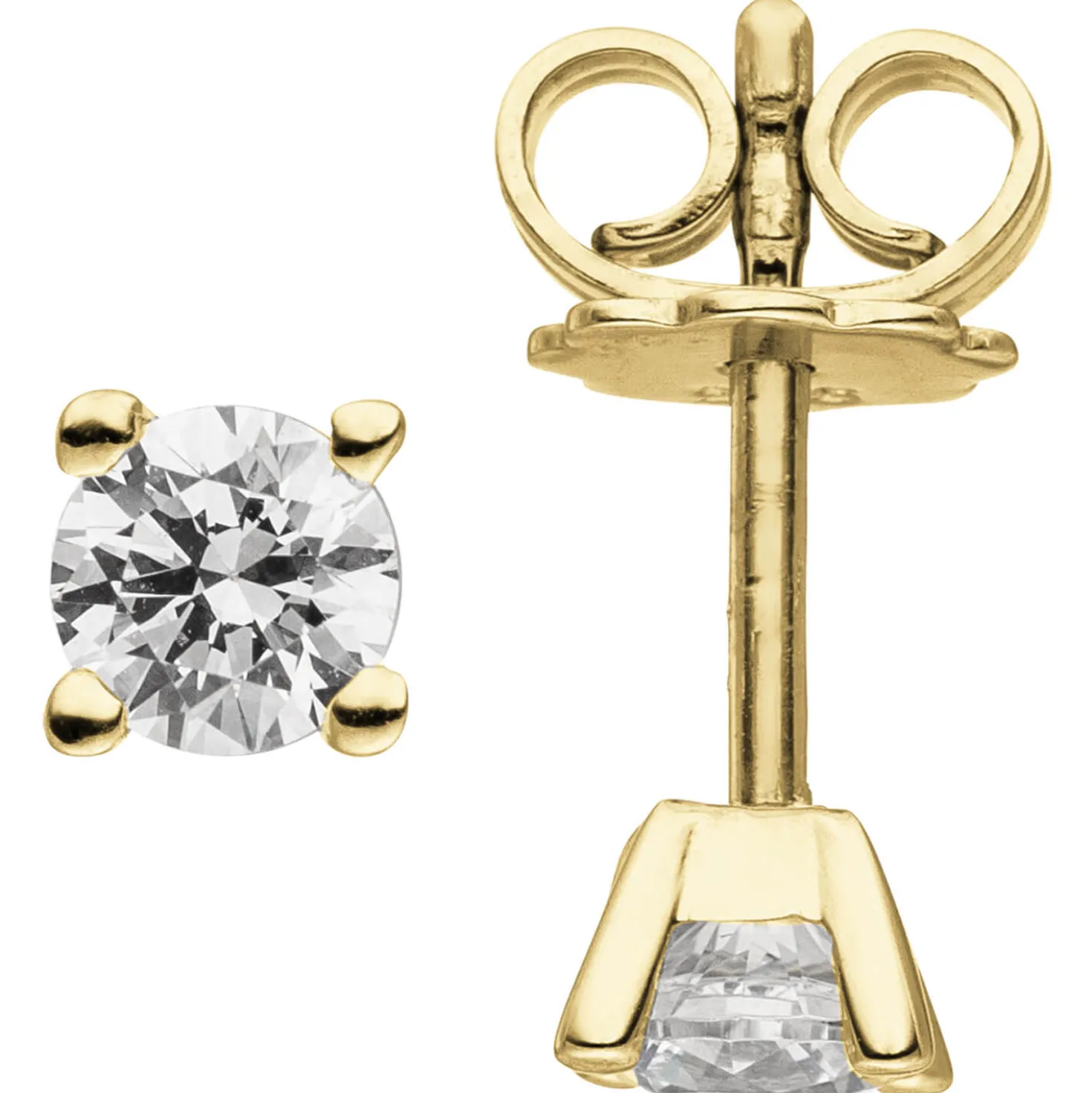 Ohrstecker 585 Gold Gelbgold mit 2 Brillanten 0,5 Ct 4,4mm Ohrringe