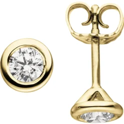 Ohrstecker 585 Gold Gelbgold mit 2 Brillanten 0,5 Ct 6mm Ohrringe