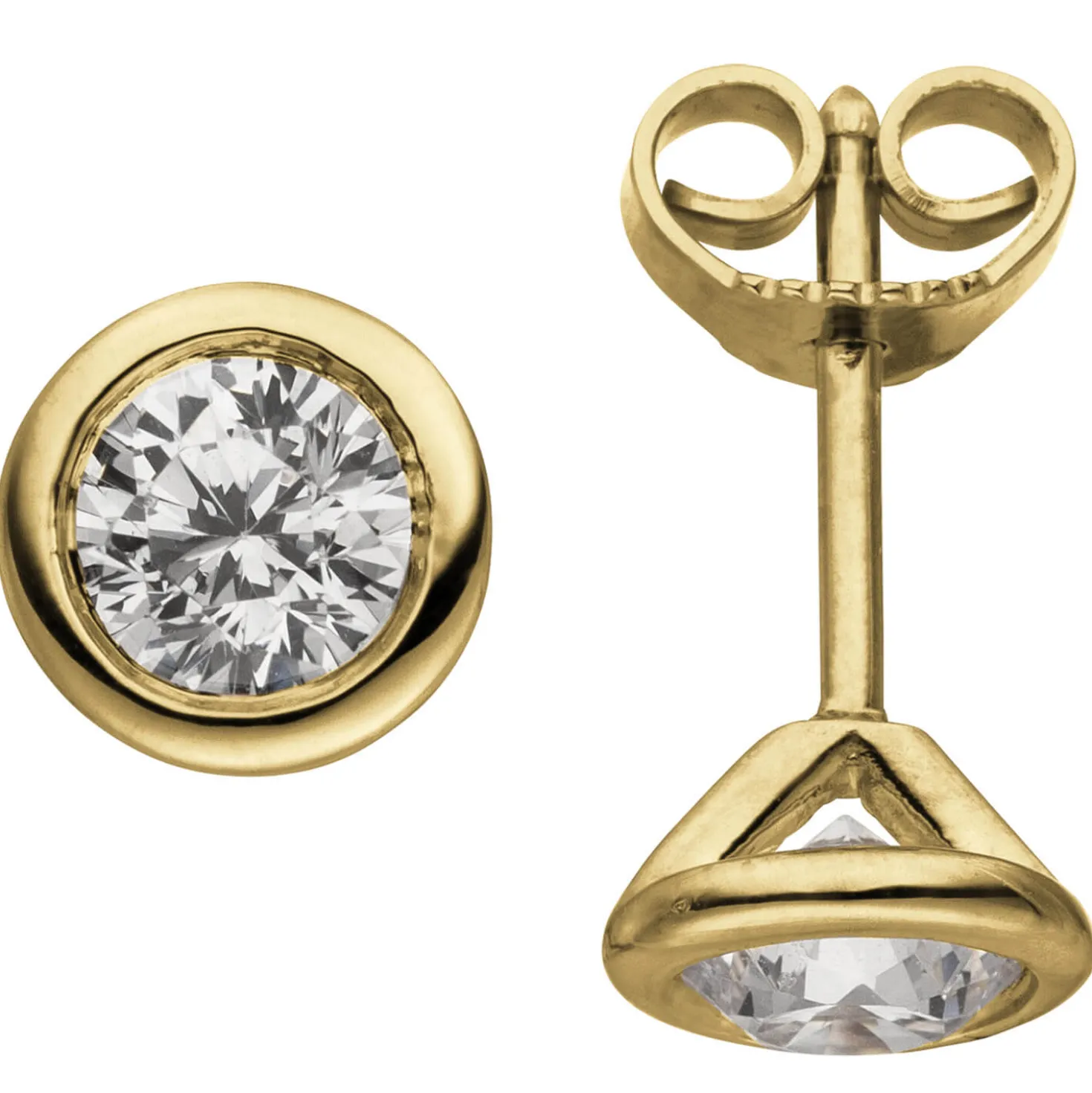 Ohrstecker 585 Gold Gelbgold mit 2 Brillanten 0,5 Ct 7,2mm Ohrringe