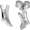 Ohrstecker Goldohrringe mit 6 Diamanten 0.04Ct teil 585 Gold Weißgold