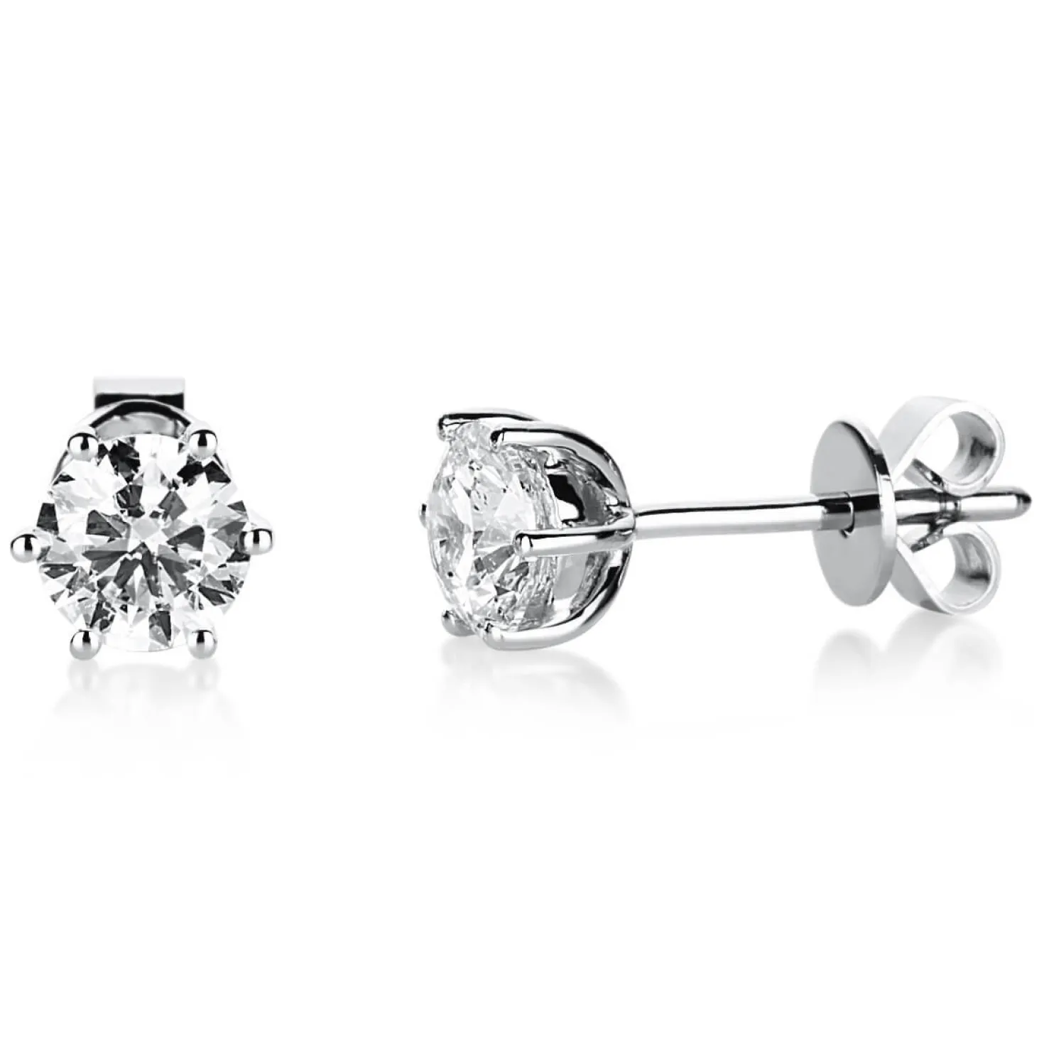 Ohrstecker 585 Gold Weißgold 2 Diamanten Brillanten 1,00 Ct. 6er-Krappe Ø5,4mm