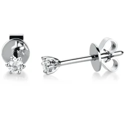 Ohrstecker 585 Gold Weißgold 2 Diamanten Brillanten 0,10 Ct. 6er-Krappe B: 2,3mm