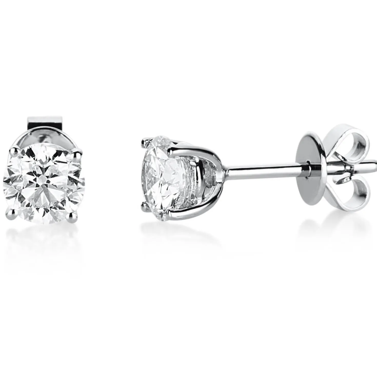 Ohrstecker 750 Gold Weißgold 2 Diamanten Brillanten 1,00 Ct. 4er-Krappe Ø4,9mm