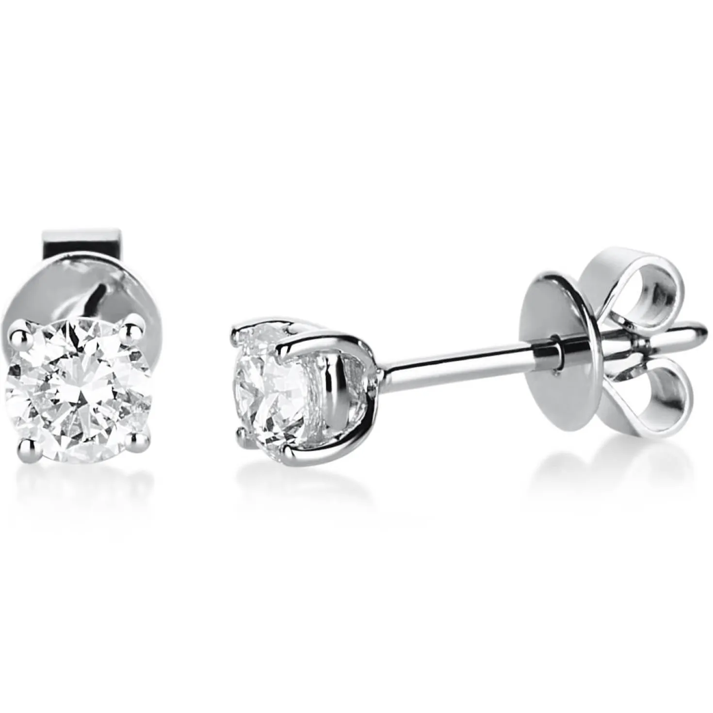 Ohrstecker 750 Gold Weißgold 2 Diamanten Brillanten 0,50 Ct. 4er-Krappe Ø4,6mm