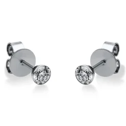 Ohrstecker 750 Gold Weißgold 2 Diamanten Brillanten 0,30 Ct. Zarge Ø3,6mm