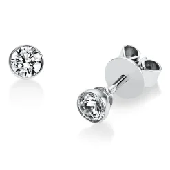 Ohrstecker 750 Gold Weißgold 2 Diamanten Brillanten 0,40 Ct. Zarge Ø4,0mm