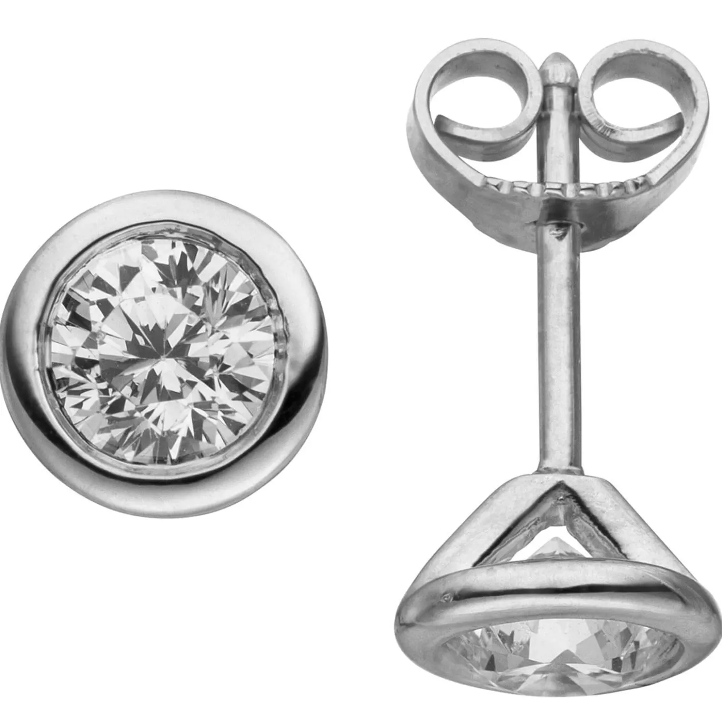 Ohrstecker 585 Gold Weißgold rund mit 2 Brillanten 1,0 Ct Ohrringe