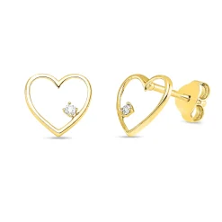 Ohrstecker Herz aus 750 Gold Gelbgold 2 Brillanten 0,03ct TW-SI 8,4x8,5mm